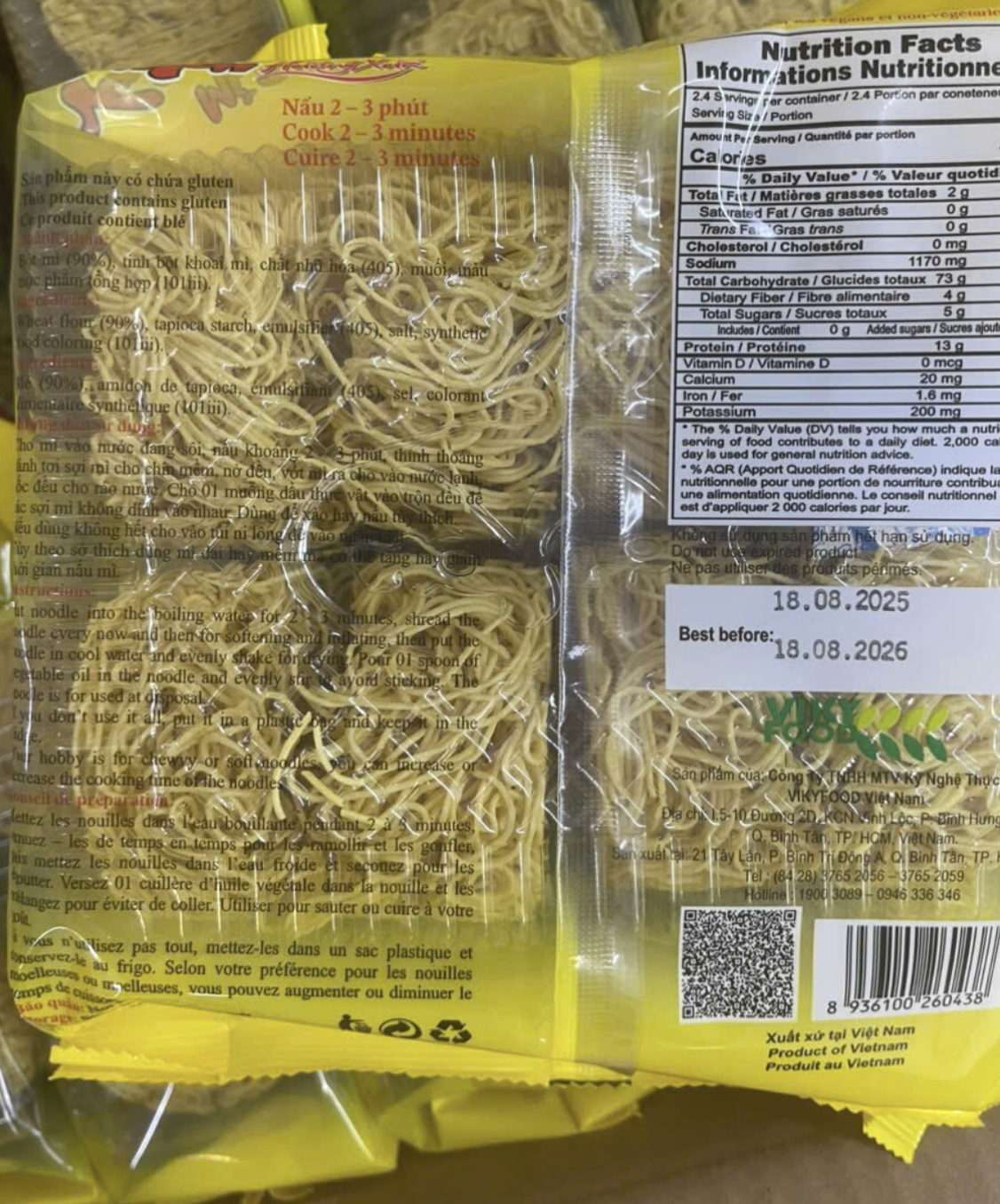 Thùng mì khô YanYan (24gói x 240g)